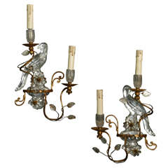 Pair Of Cristal And Bronze Sconces