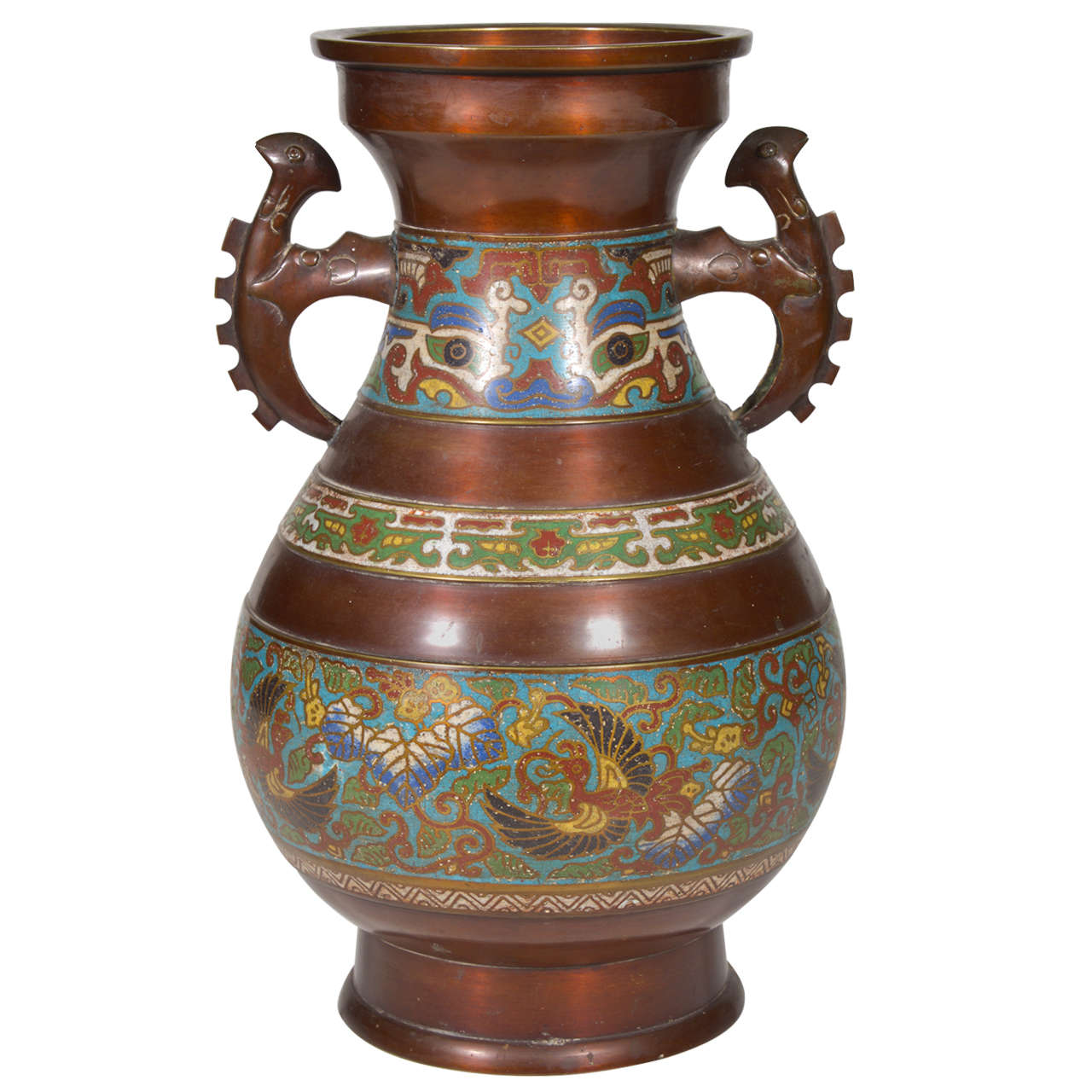 Bronze and Copper Champleve Vase