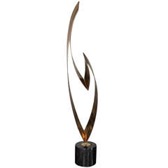 Monumental Curtis Jere Abstract Brass Flame Sculpture