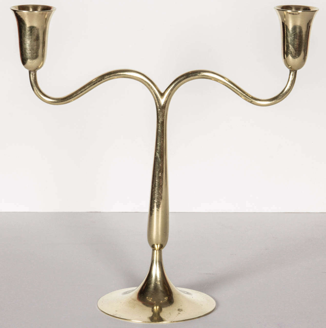 Werkstatte Hagenauer Wein Brass Candleholders