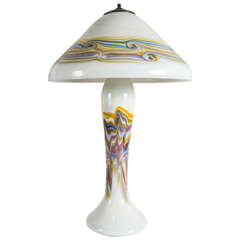 Tiffany Style Swirled Glass Lamp with Glass Shade