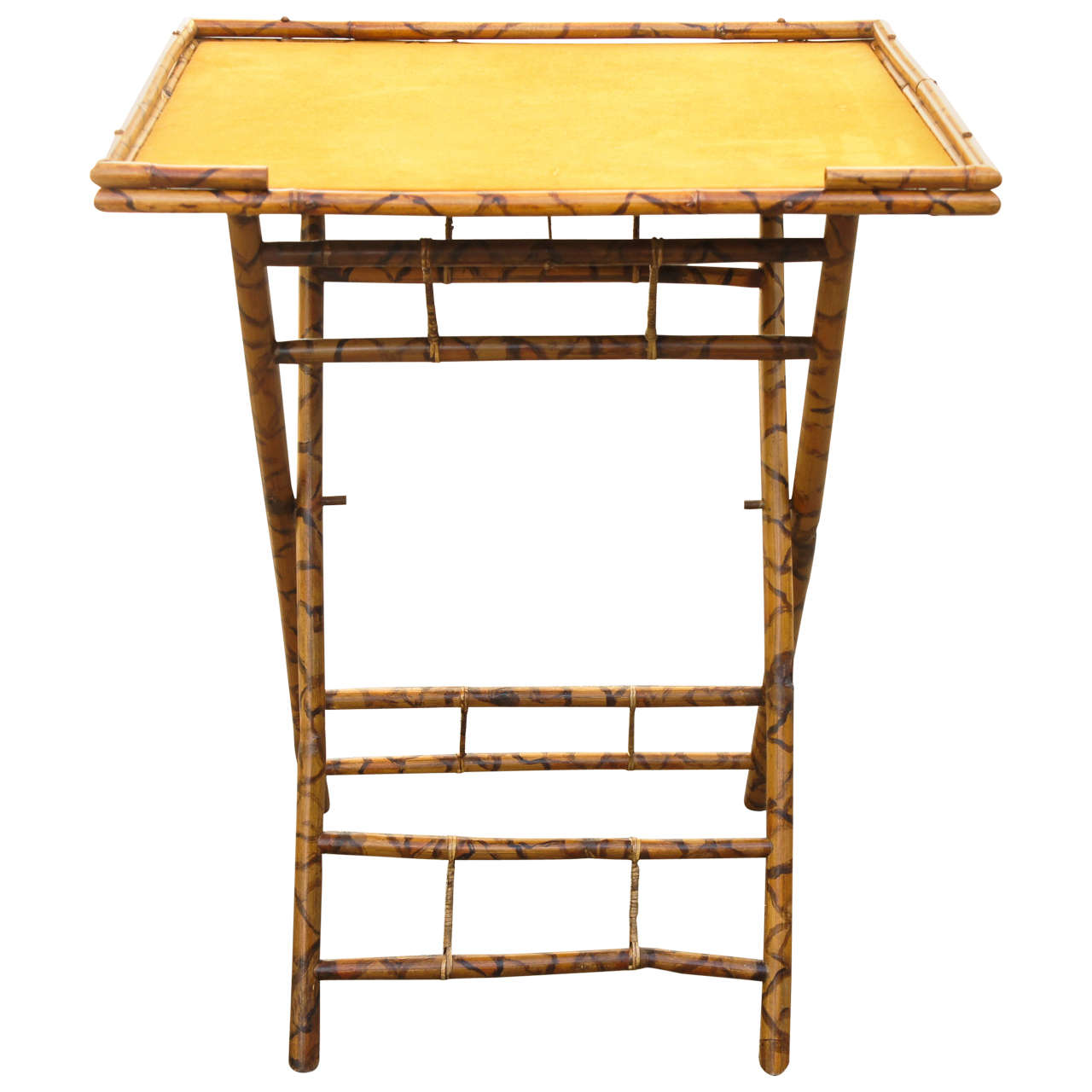 Late 19th Century Burnt Bamboo Folding Table