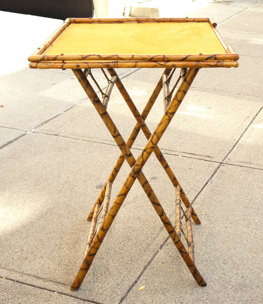 American Late 19th Century Burnt Bamboo Folding Table