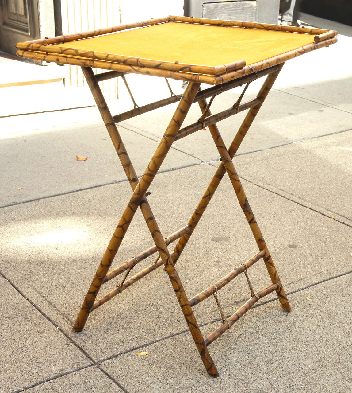 Late 19th Century Burnt Bamboo Folding Table For Sale at 1stDibs