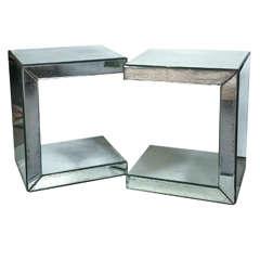 Pair of Hollywood Regency Style C-Shaped Mirrored End Tables 6