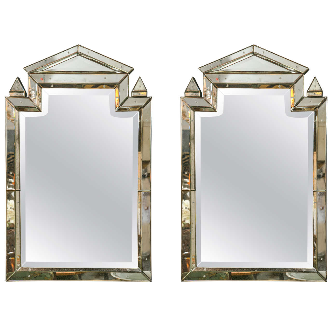 Pair of Piedmont Hollywood Regency Style Venetian Mirrors