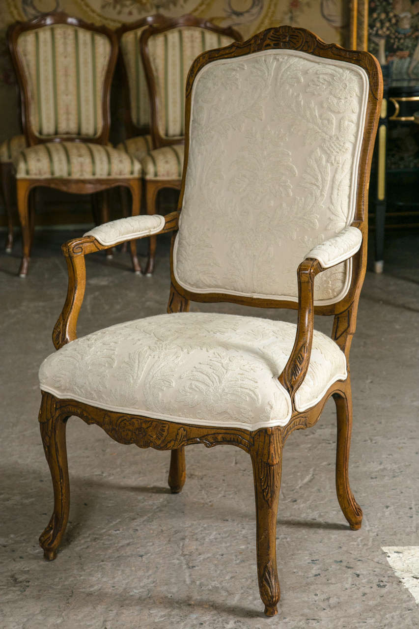 American Set of 12 Louis XV Style High Back Dining Chairs