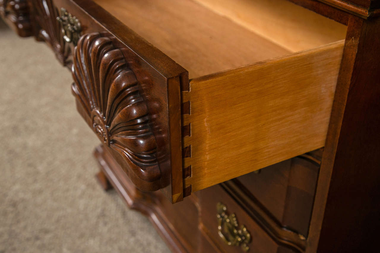 Mid-20th Century Pair of Shell Chippendale Style Block Front Chests