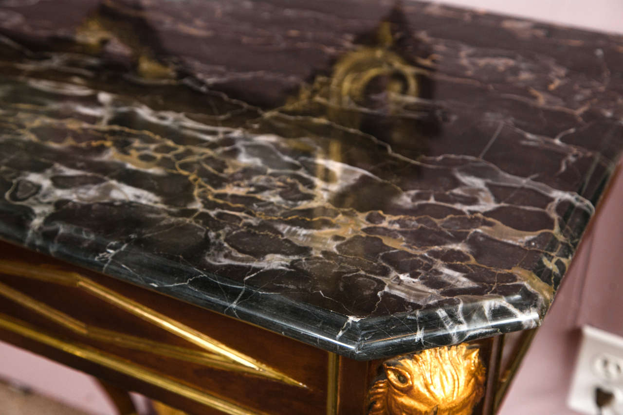 Russian Neoclassical Style Marble-Top Console Table Gilt Gold Claw Feet  In Good Condition In Stamford, CT