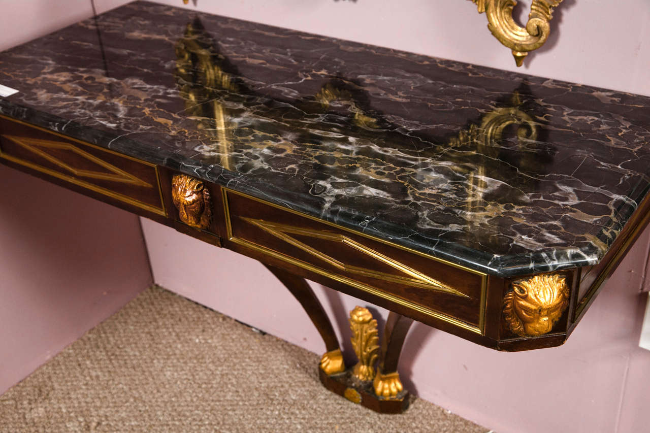 Russian Neoclassical Style Marble-Top Console Table Gilt Gold Claw Feet  3