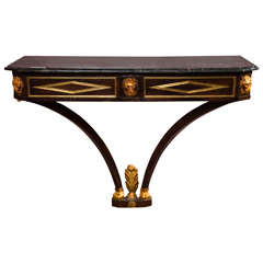 Russian Neoclassical Style Marble-Top Console Table Gilt Gold Claw Feet 