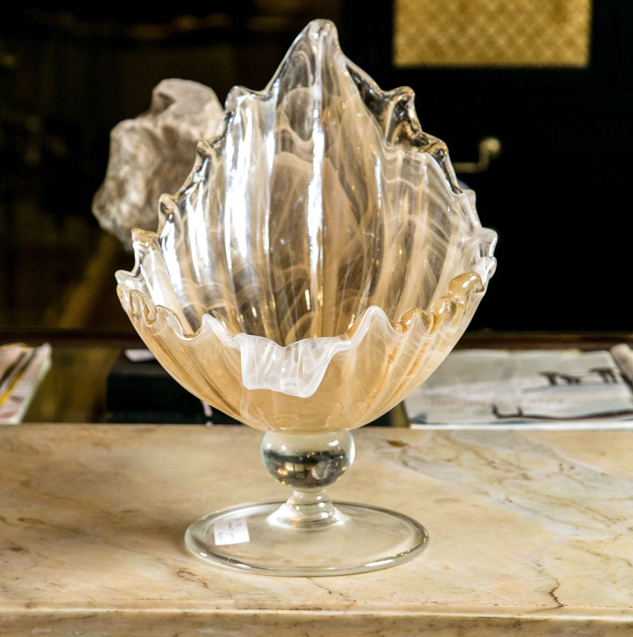 Mid-20th Century Murano Glass Shell Form Center Bowl