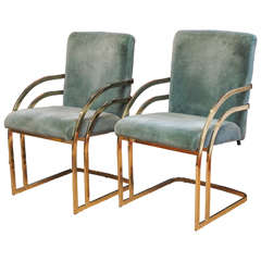 Pair of Brass Cantilever Chairs