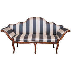 Italian Rococo Settee in Stripe Upholstery