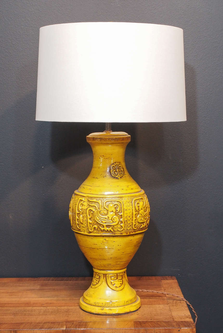 Pair of Marigold Ceramic Lamps, circa 1960s