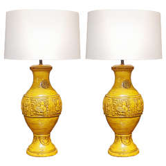 Pair of Marigold Ceramic Lamps, circa 1960s
