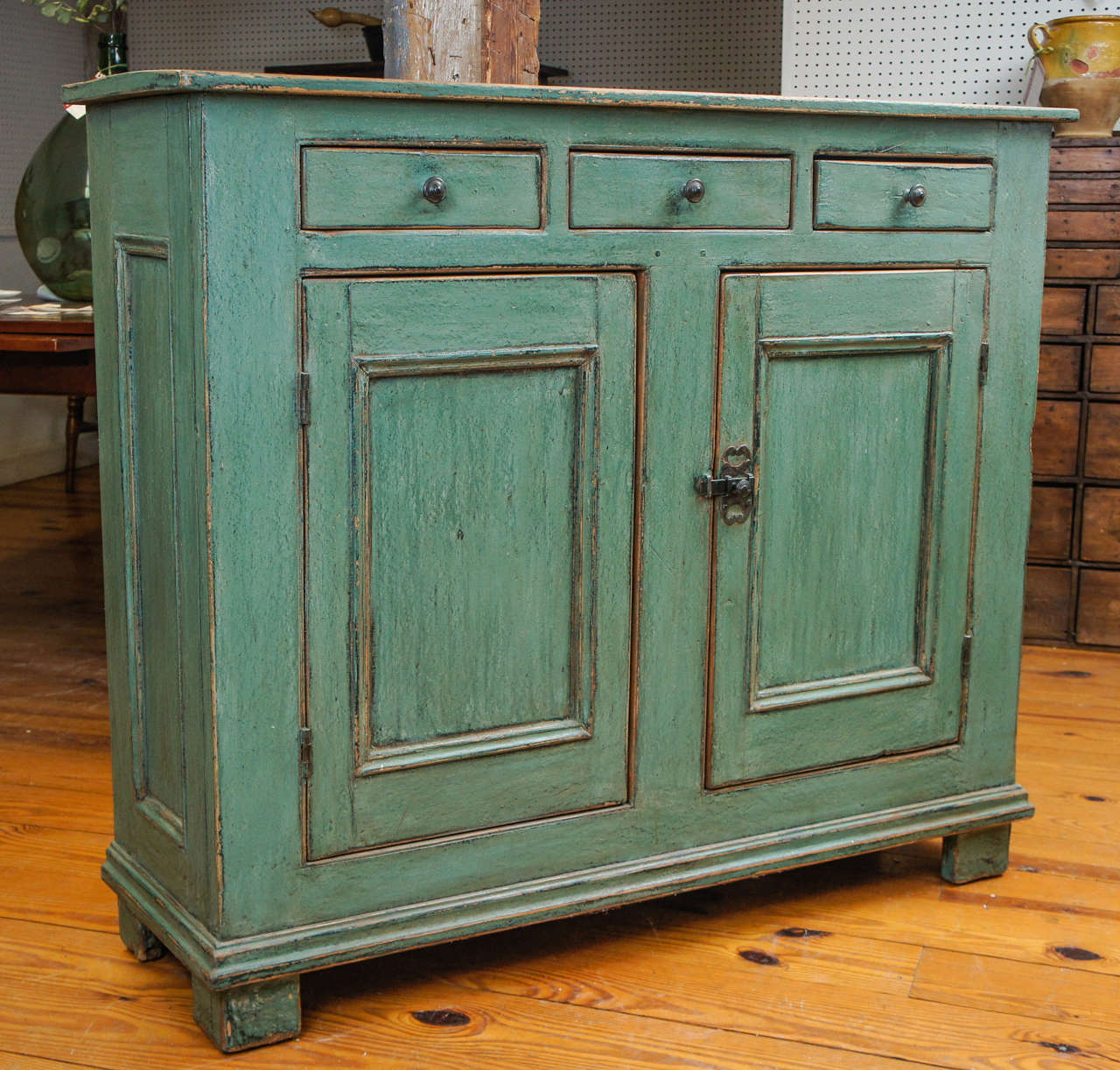 Green Two-Door and Three-Drawer Canadian Buffet