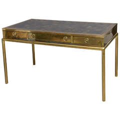 Mastercraft Brass Desk with Leather Top