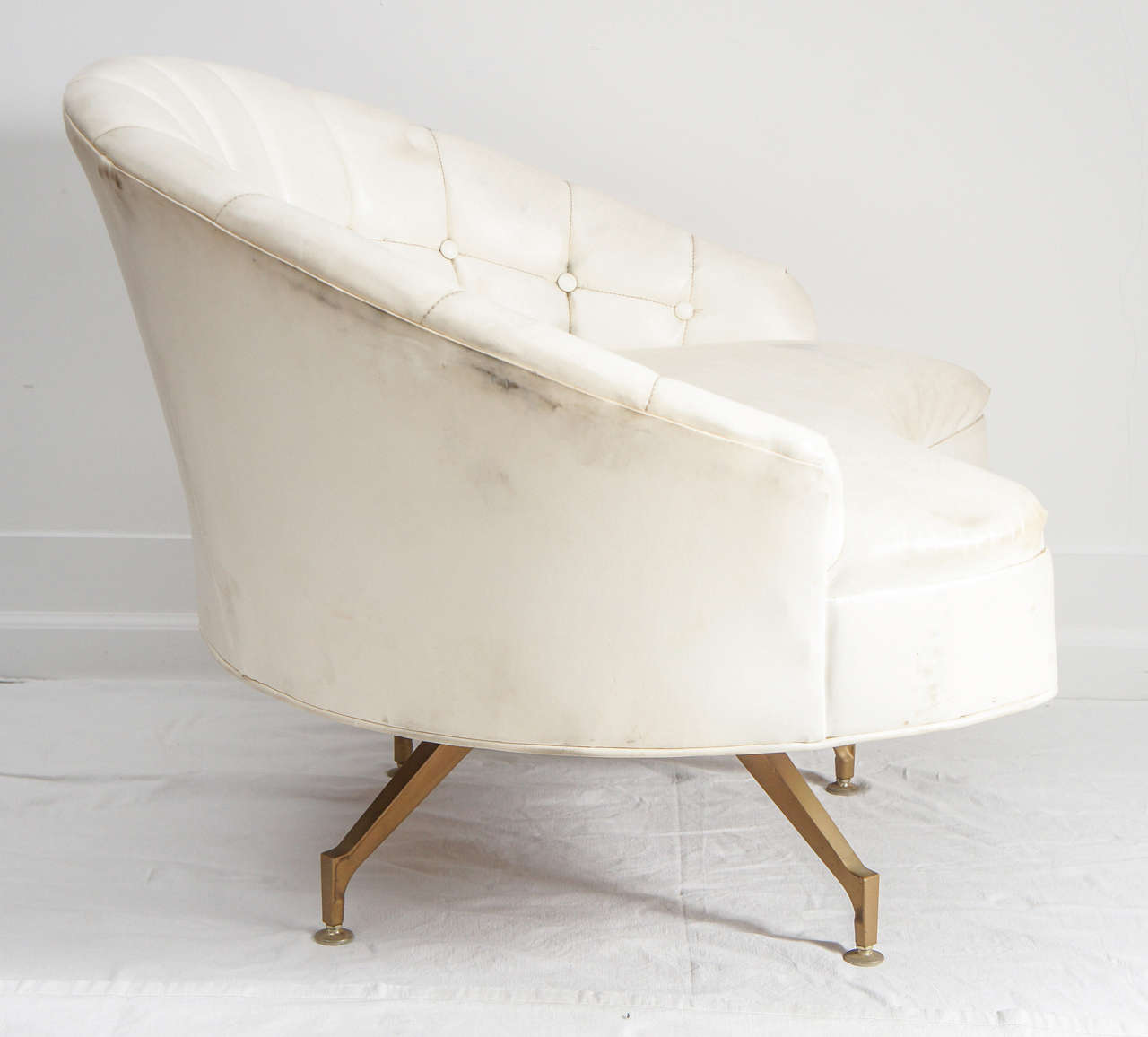 Mid-20th Century Mid-Century Lounge Chair with Ottoman After Baughman For Sale