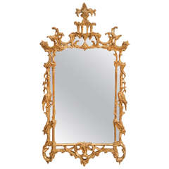 Vintage Beautiful Gilded Wooden Chippendale Style Mirror