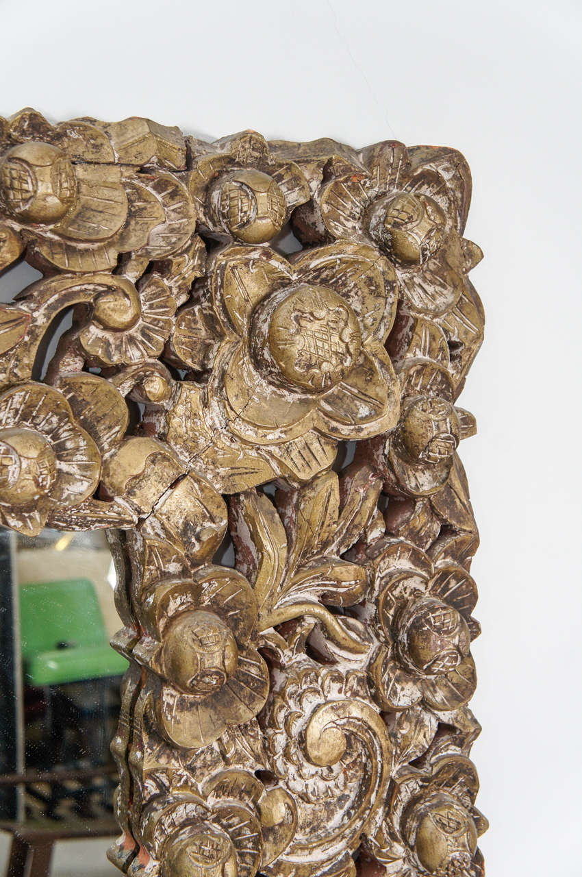 Mid-Century Modern Enormous Hand-Carved Mid-Century Wooden Mirror For Sale