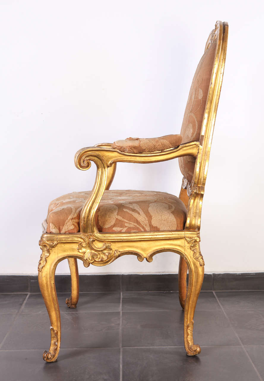 Louis XV Six Gilt Roman Armchairs For Sale