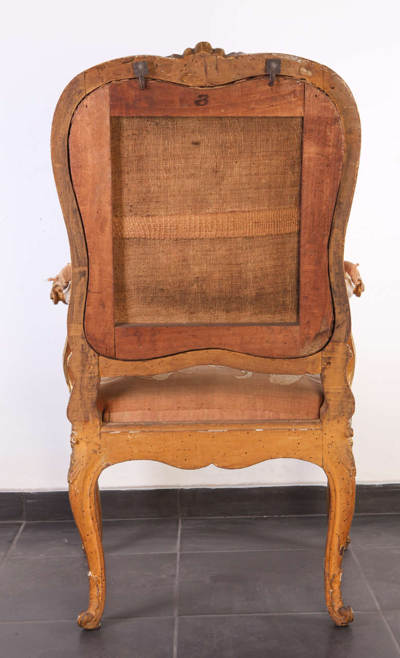 18th Century and Earlier Six Gilt Roman Armchairs For Sale