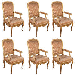 Six Gilt Roman Armchairs