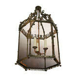 Antique A Bronze and glass Polygon American Lantern