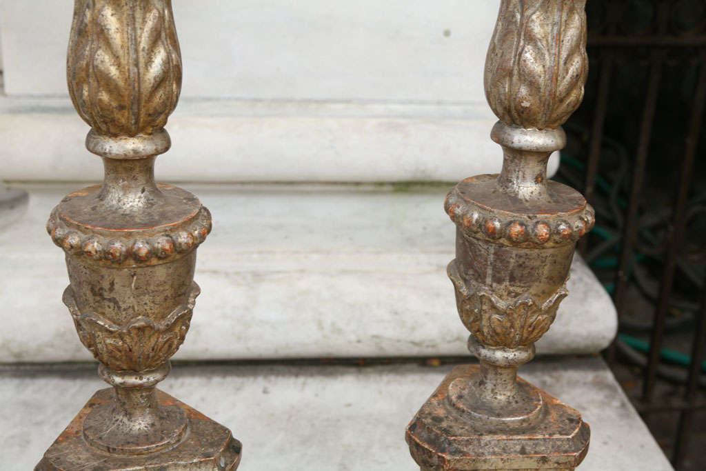 A fine Pair of French or Italian Silver Gilt Pricket Sticks  4