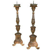 A fine Pair of French or Italian Silver Gilt Pricket Sticks 