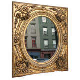 A Vintage French Gilt Plaster and Wood Mirror