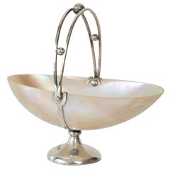 English Sterling  Mother of Pearl Basket
