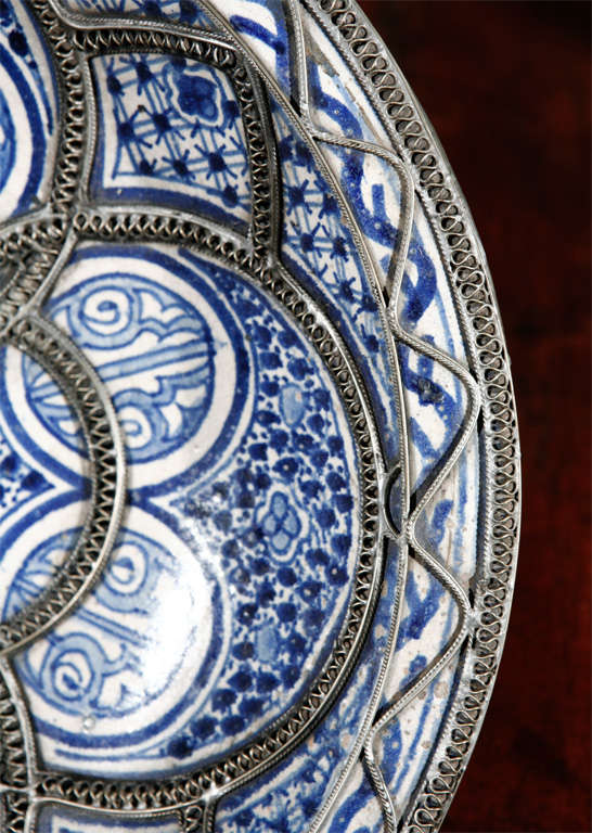 20th Century Antique Moroccan Ceramic Plate from Fez.