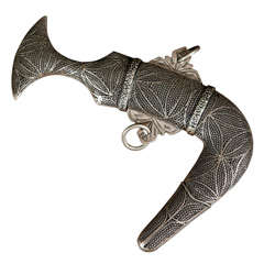 Antique Moroccan Silver Dagger with Filigree Designs