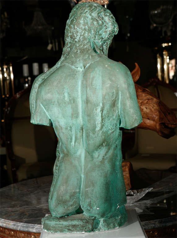 American Green Patina Plaster Male Nude