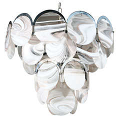 Italian Modernist Agate Glass Chandelier