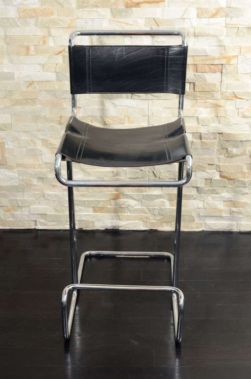 1970's Stendig chrome and leather bar stools (4) italy at 1stDibs