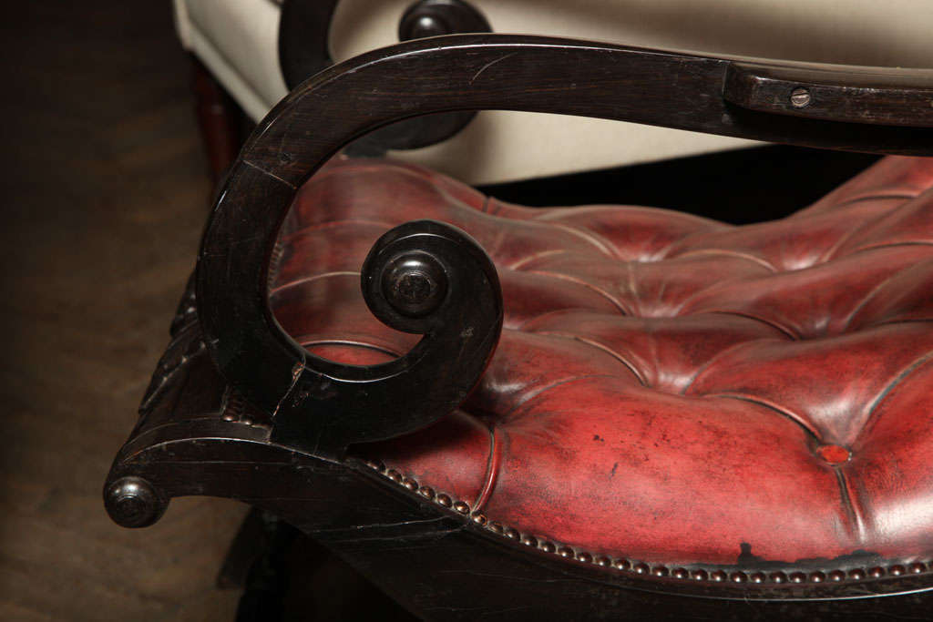 Anglo-Indian Chair with Leather Upholstery  In Excellent Condition In New York, NY