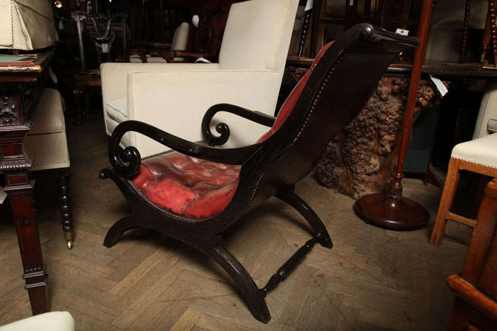 Anglo-Indian Chair with Leather Upholstery  1