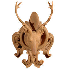 19th. Century French carved oak Buck's head