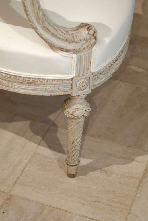 19th Century French Grey Painted Louis XVI style Chair, Circa 1880 For Sale 1