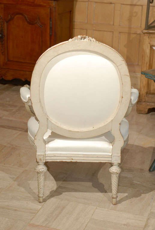 19th Century French Grey Painted Louis XVI style Chair, Circa 1880 For Sale 2
