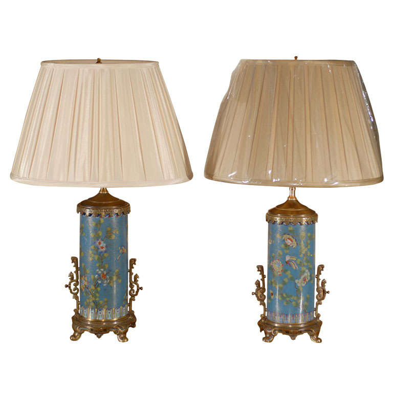Pair of 19th Century Cloisonne Lamps