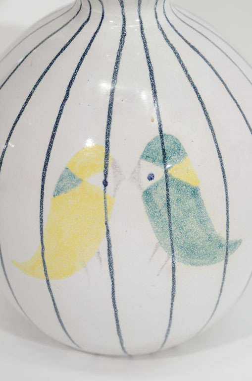 Italian Raymor Vase with Birds and Stripes