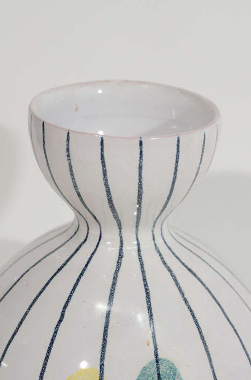 Mid-20th Century Raymor Vase with Birds and Stripes