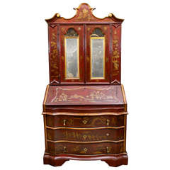 Venetian Red Chinoiserie Secretaire