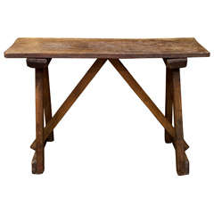 Small Scale English Elm Trestle Table