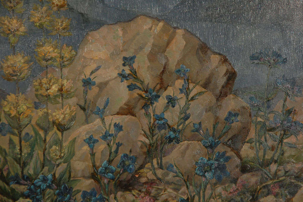 German Mountain Landscape Oil Painting, circa 1940