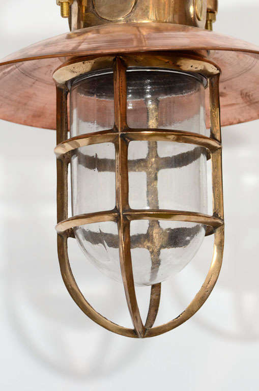 Pair of Dutch Copper and Brass Nautical Pendant Lights For Sale 1